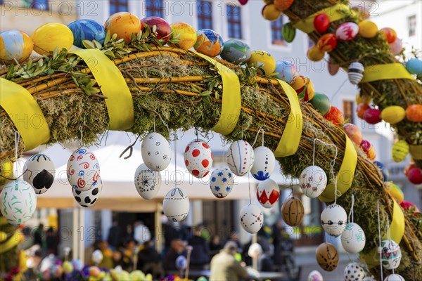 The old town of Pirna decorated for Easter. Since reunification, numerous historically valuable