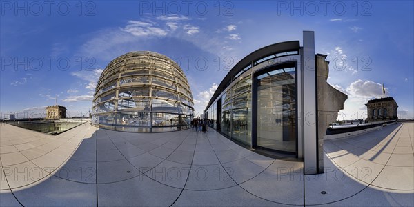 Reichstag dome in 360Â° panorama, government district, Berlin, Germany, Europe
