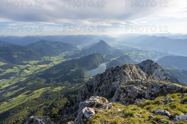 Hintersteiner Lake in the mountains, view from Schaffauer, Wilder Kaiser, Tyrol, Austria, Europe