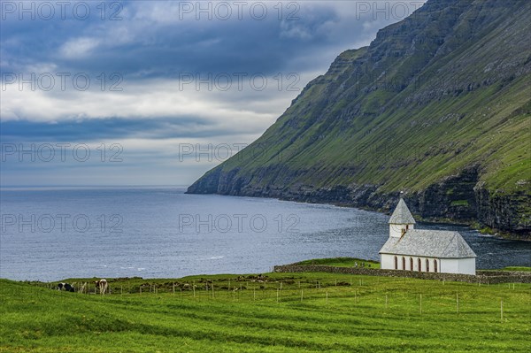 Vidareidi church in Vidoy, Faroe islands, Denmark, Europe