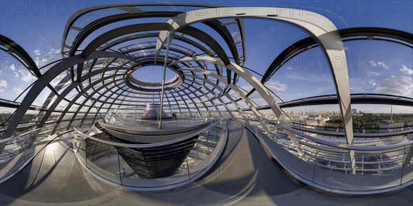 Reichstag dome in 360Â° panorama, government district, Berlin, Germany, Europe