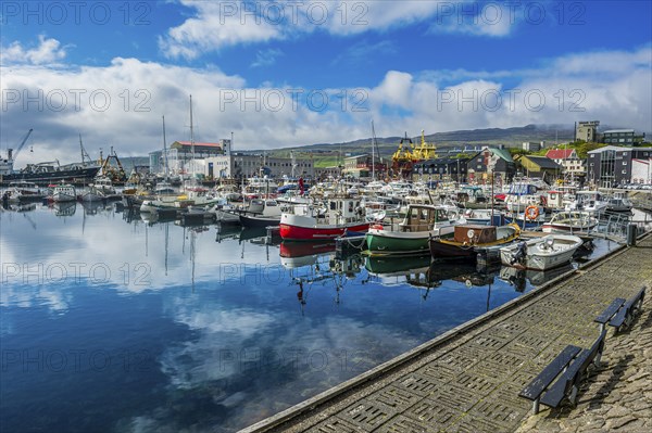 Harbour of Torshavn, capital of Faroe islands, Streymoy, Denmark, Europe