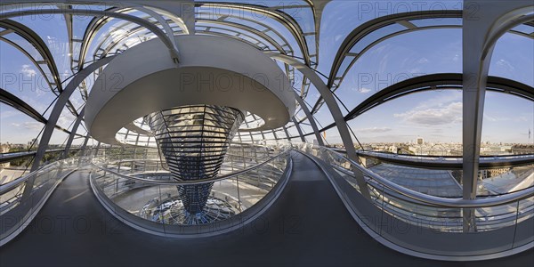Reichstag dome in 360Â° panorama, government district, Berlin, Germany, Europe