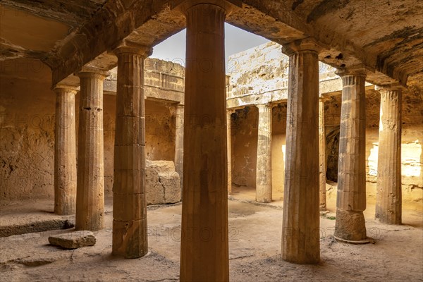 Underground tombs of the ancient necropolis Royal Tombs of Nea Paphos, Paphos, Cyprus, Europe