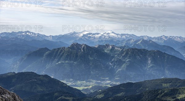 Venediger Group, Hochvenediger, Dramatic mountain landscape, View from Hochkönig, Salzburger Land,