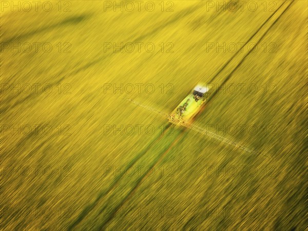 Crop protection products are applied to a rapeseed field on the outskirts of Dresden