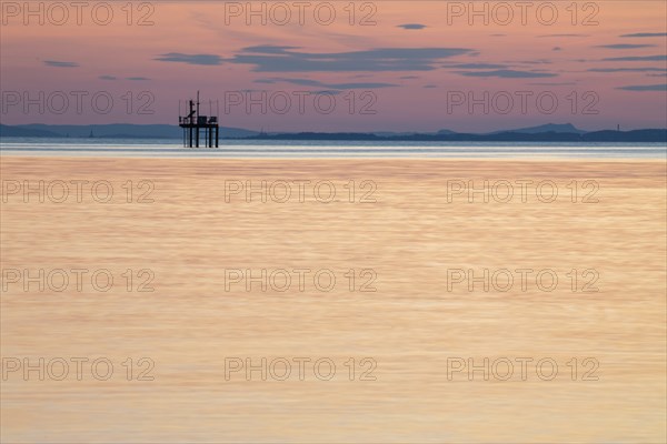 Sunset over Lake Constance, summer, Langenargen, Baden-Württemberg, Germany, Europe