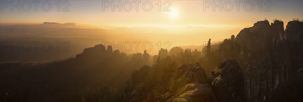 Schrammsteine in Saxon Switzerland, sunset