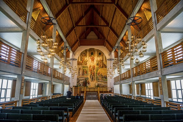Interior of Christianskirkjan (Christian's Church), modern church building, KlaksvÃ­k, Faroe