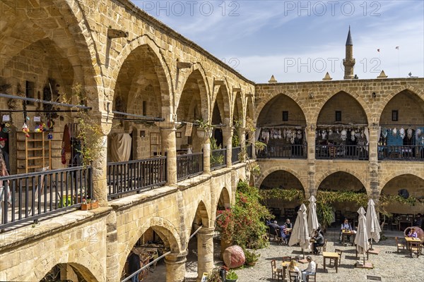 The old Büyük Han caravanserai in North Nicosia or Lefkosa, Turkish Republic of Northern Cyprus