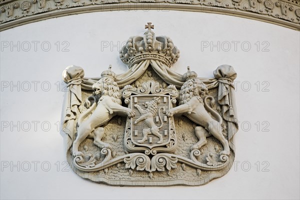 Coat of arms of the Dukes of Nassau at the City Palace, state capital Wiesbaden, Hesse, Germany,