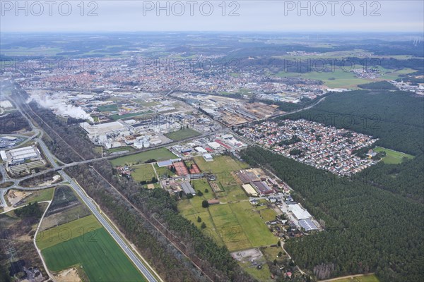 Aerial view of the area around Neumarkt in der Oberpfalz, Bavaria, Germany, Europe