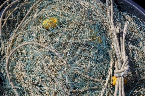 Fishing nets in Portlligat, Cadaqués, Catalonia, Spain, Europe