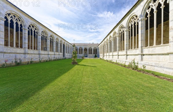 View of the inner courtyard, Camposanto Monumentale, Miracles Square, Piazza dei Miracoli also