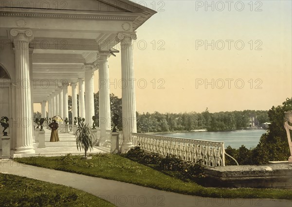 Terrace, Tsarskoye Selo, Pushkin, Russia, c. 1890, Historic, digitally enhanced reproduction of a