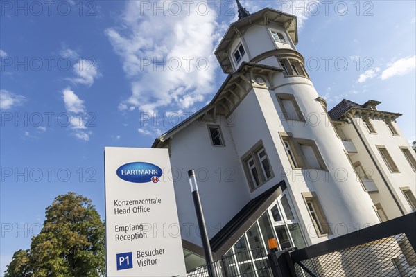 Hartmann Group with company logo on the building, company for medical products and care products,