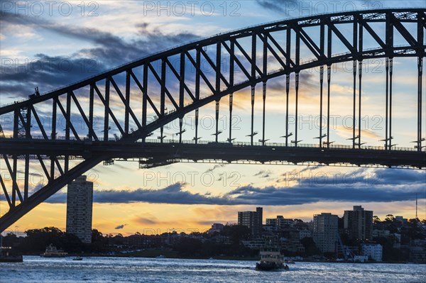 Sunset over Sydney harbour bridge Sydney, New South Wales, Australia, Oceania