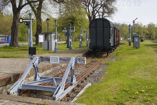 Goods wagon on the siding, railway museum, Vienenburg, Goslar, Harz, Lower Saxony, Germany, Europe