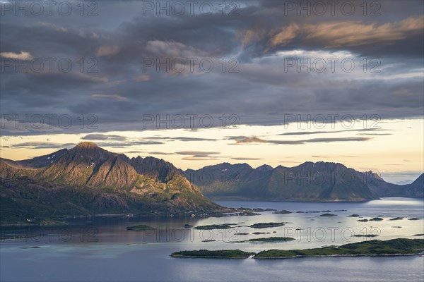 Fjord and mountains, Bergsfjord, Senja, Norway, Europe