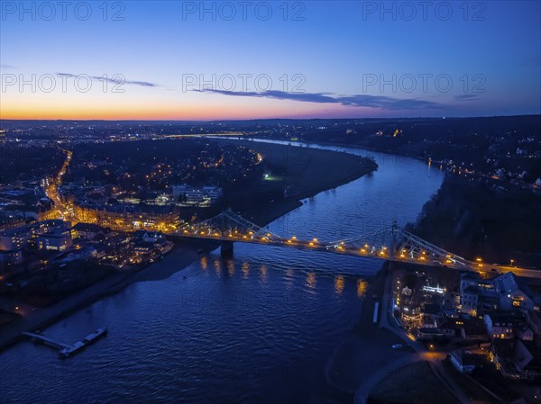 Elbe Bridge Blue Wonder in the Evening