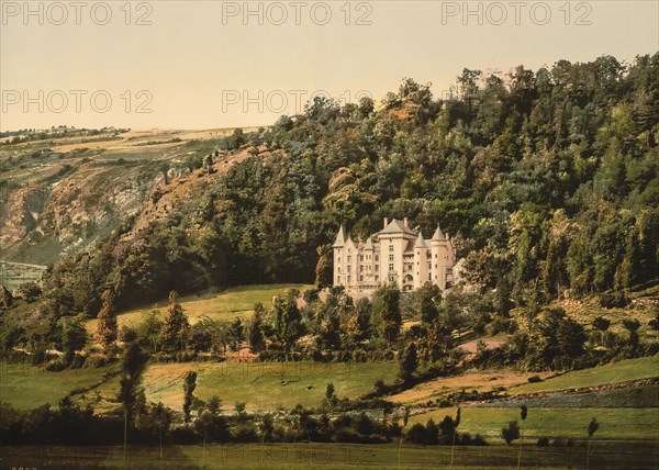 Le Cantal, Chateau Anteroche, near Murat, Auvergne Mountains, France, c. 1890, Historic, digitally