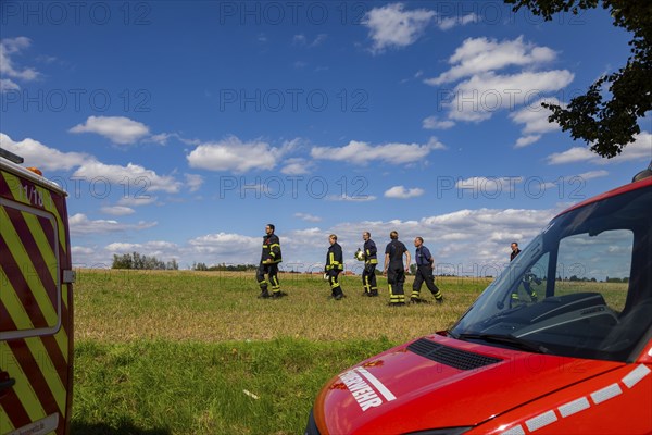 During controlled field fires, the firefighters were able to test various extinguishing methods,