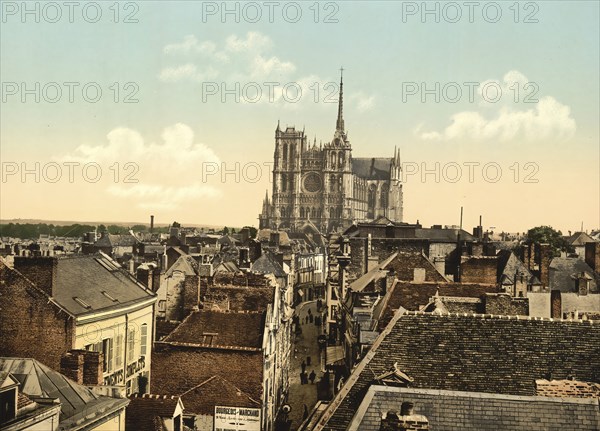 Panorama of Amiens, Departements Somme in the region Hauts-de-France, France, around 1890,