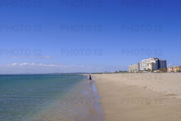 Sandy beach beach, Empuriabrava, Gulf of Roses, near Girona, Catalonia, Costa Brava, Spain, Europe