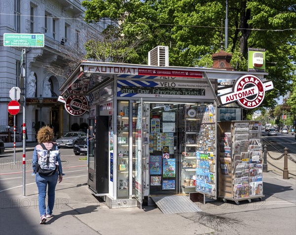 Newspaper kiosk with tobacco vending machine, Vienna, Austria, Europe