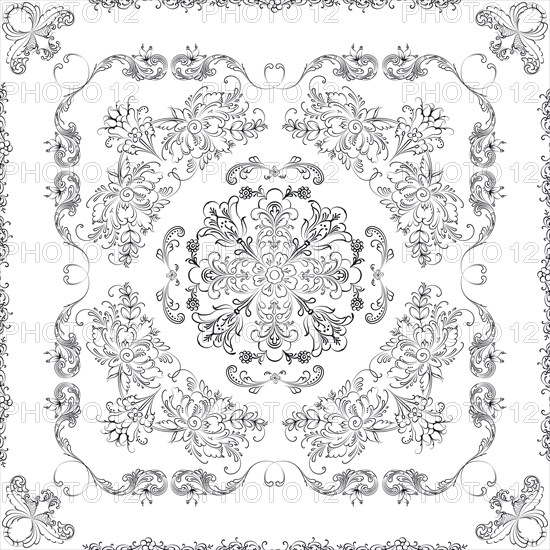 Hand drawn seamless floral pattern on a white background, vector textile template