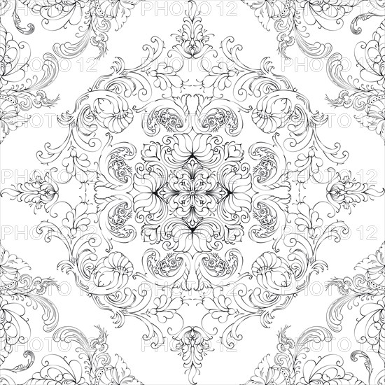 Hand drawn seamless floral pattern on a white background, vector textile template