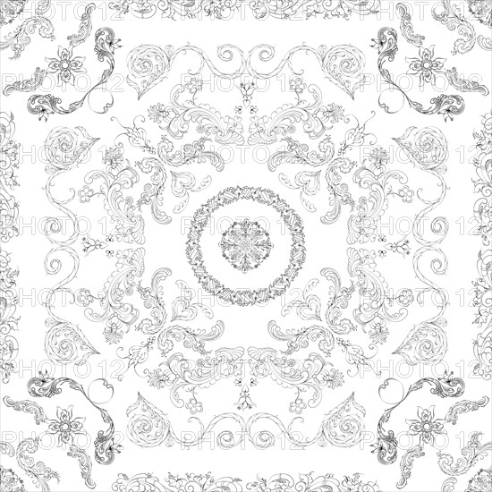Hand drawn seamless floral pattern on a white background, vector textile template