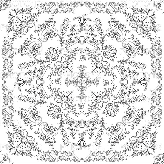 Hand drawn seamless floral pattern on a white background, vector textile template