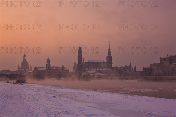 Dresden morning fog over the Elbe