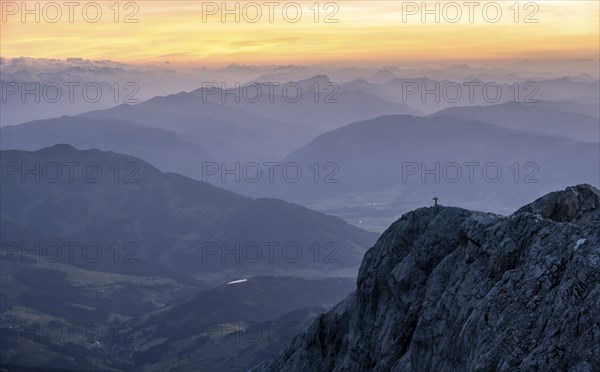 Evening mood, Dramatic mountain landscape, View from Hochkönig, Salzburger Land, Austria, Europe