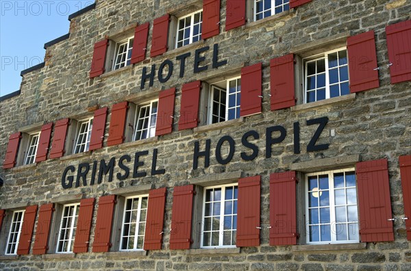 Historic Alpine Hotel Grimsel Hospiz on the Grimsel Pass, Guttannen, Bernese Oberland, Switzerland,