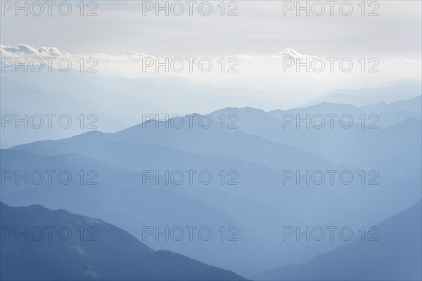 Silhouettes, Dramatic Mountain Landscape, View from Hochkönig, Salzburger Land, Austria, Europe