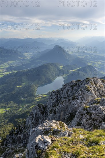 Hintersteiner Lake in the mountains, view from Schaffauer, Wilder Kaiser, Tyrol, Austria, Europe