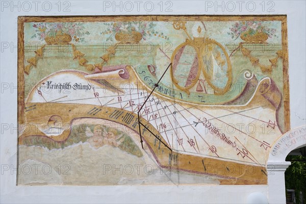 Sundial, Monument, Ossiach Abbey, Ossiach, Lake Ossiach, Carinthia, Austria, Europe