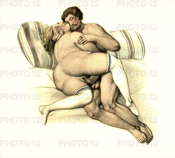 Couple having sex, erotic watercolour by Peter Johann Nepomuk Geiger (11 January 1805) (29 October