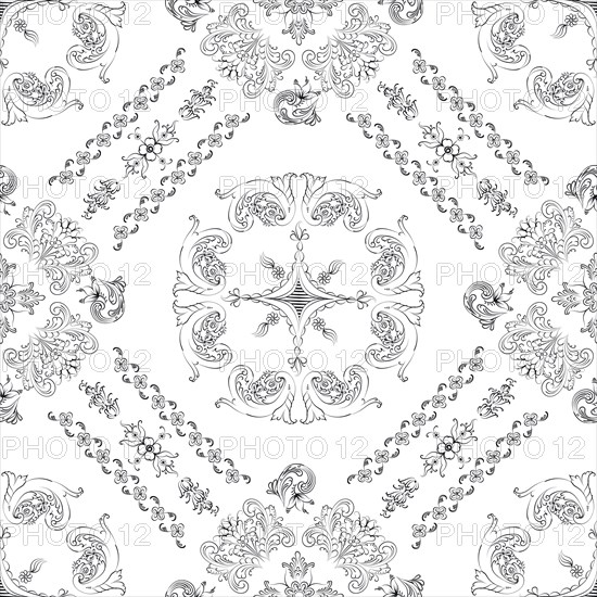 Hand drawn seamless floral pattern on a white background, vector textile template