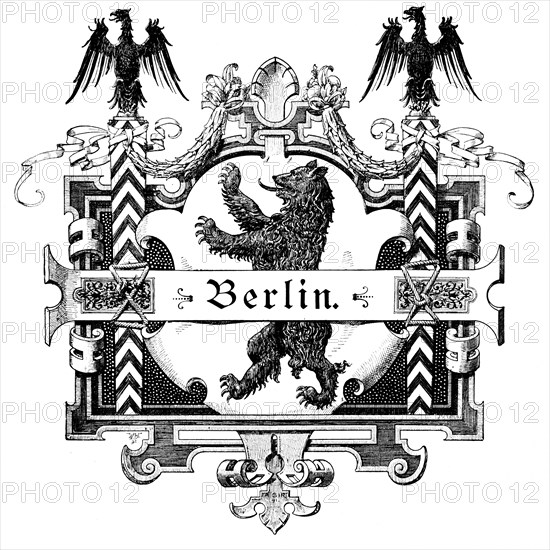 Emblem, Berlin, symbolism, Berlin bear standing, eagle, heraldic animal, ornamentation, Germany,