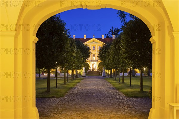 Baroque Rammenau Castle in Lusatia, on a summer evening. Rammenau Castle in Rammenau near