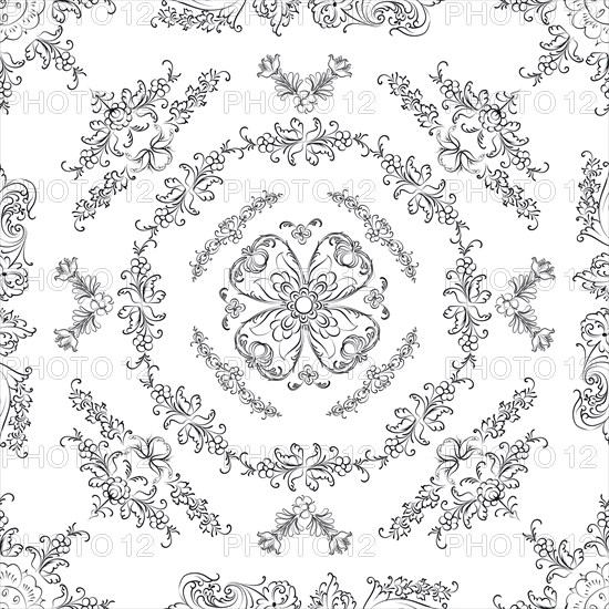 Hand drawn seamless floral pattern on a white background, vector textile template