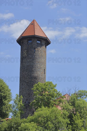 Castle tower of the castle in Auerbach, Vogtland, Saxony, Germany, Europe