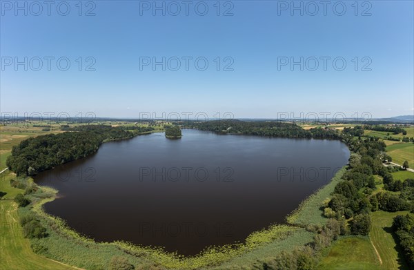 Drone shot, Abtsdorfer See Rupertiwinkel, Upper Bavaria, Bavaria, Germany, Europe