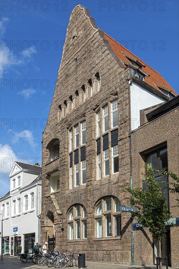 Bank building, pedestrian zone, Sonderborg, Syddanmark, Denmark, Europe