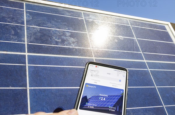 Solar power system, with an app the solar power yield can be controlled at any time
