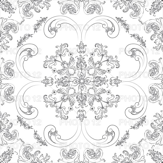 Hand drawn seamless floral pattern on a white background, vector textile template