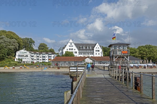 Strandhotel, Seebrücke, Glücksburg, Schleswig-Holstein, Germany, Europe